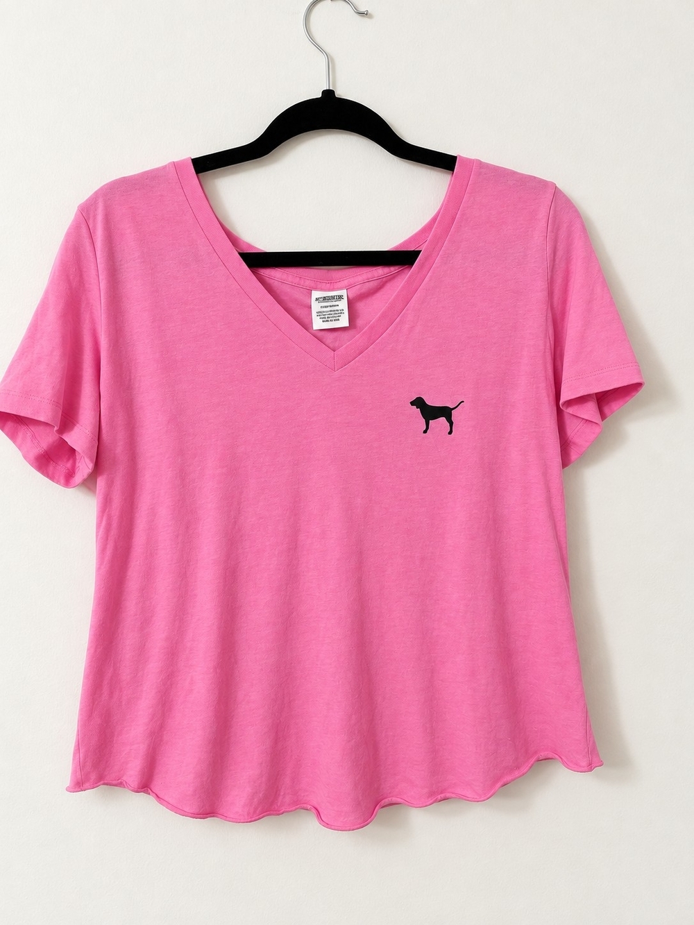 PINK Victoria's Secret Pink V-Neck Tee with Black Dog Logo
